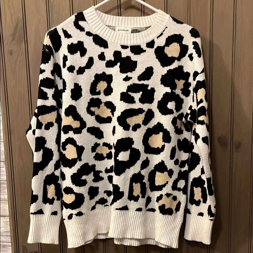 Sugarlips Black and Cream Crew Neck Sweater